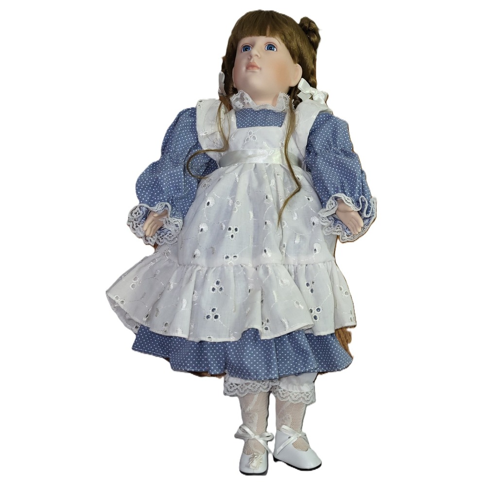 Seymour Mann Porcelain Doll Connoisseur Collection 1991 Blue Dress 16 Inch